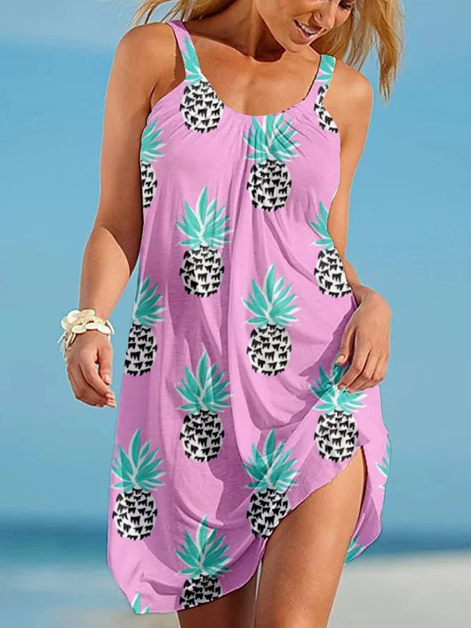 Printed Fruit Slip Dress