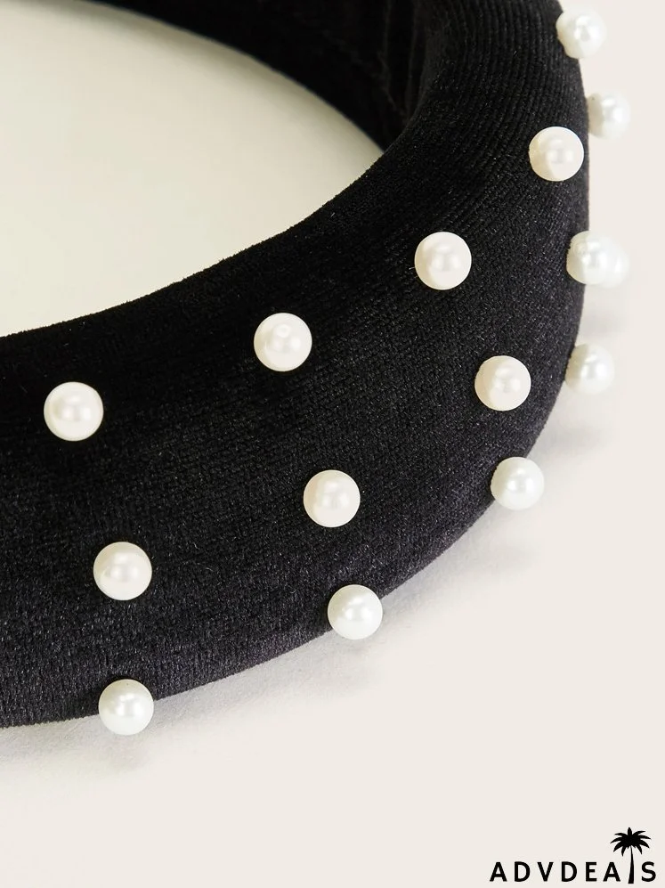 Faux Pearl Decor Padded Headband