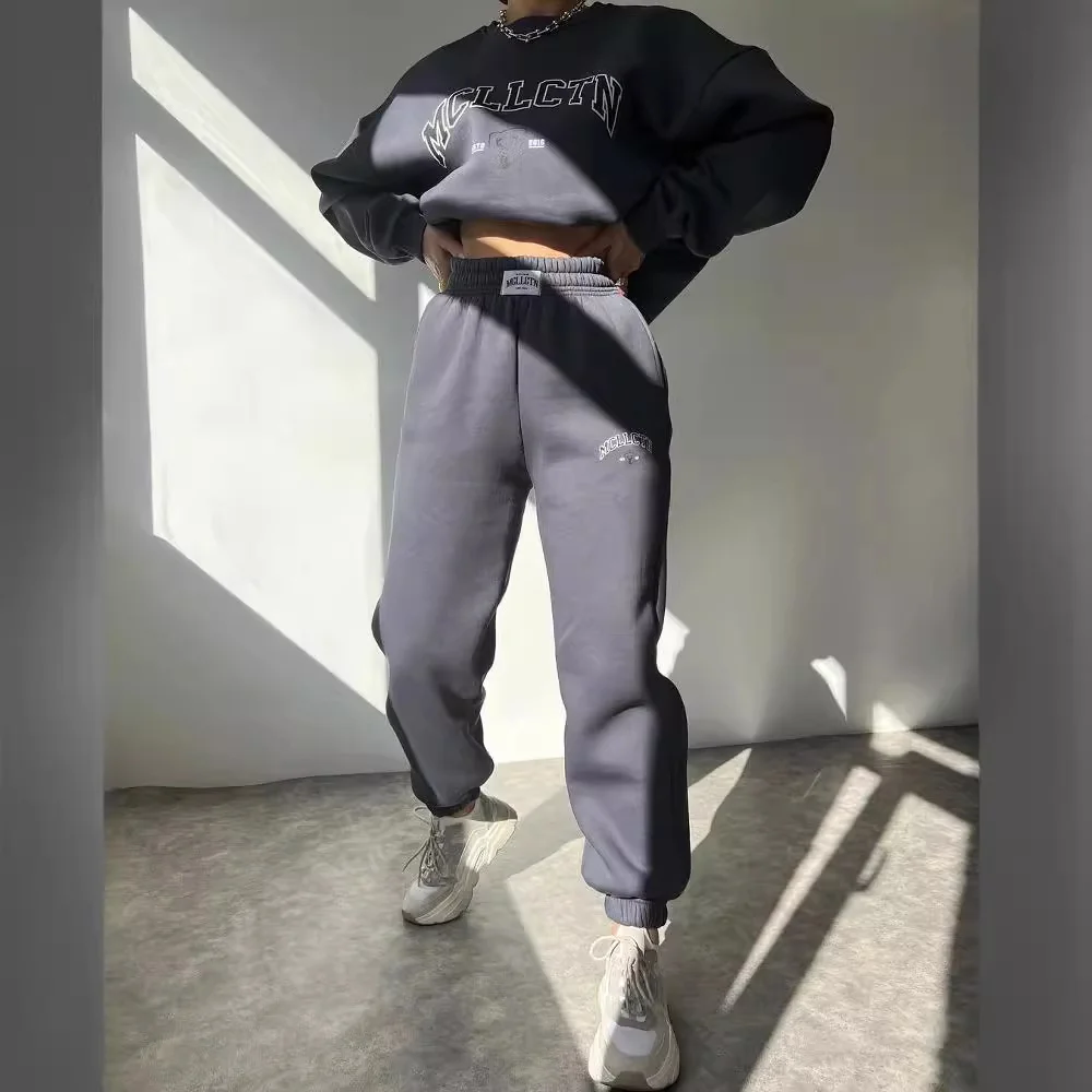 Nigikala Nigikala Women's Casual Fashion Print Thick Set Plus Velvet Long Sleeves Set