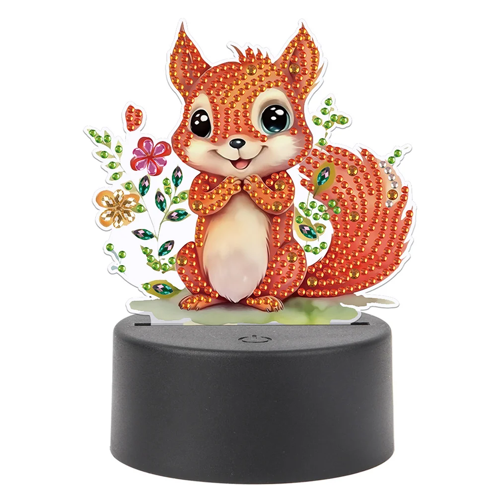 DIY Squirrel Diamond Painting LED Lamp Diamond Painting Night Light 