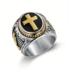 1pc 316L Stainless Steel Prayer Hand Cross Ring For Men, Party Jewelry