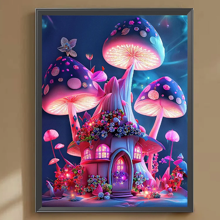Cartoon Mushroom House - 5D Diamond Painting 