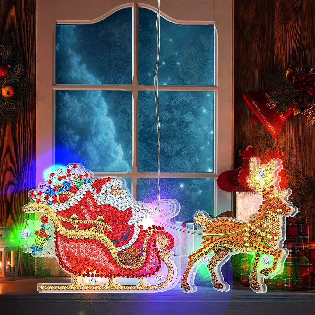 5D Christmas Diamond Painting Hanging Light Festive Rhinestone Lamp Pendant