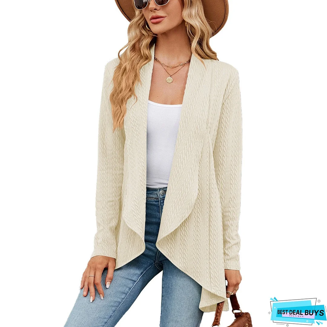 Autumn and Winter New Long sleeved Solid Color Loose Cardigan Top Women's Knitted Coat
