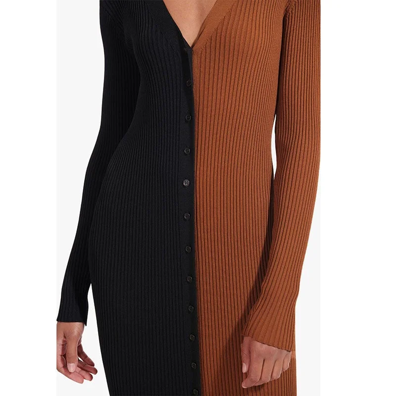 Women's High Waist Long Dress With Contrast Color Design