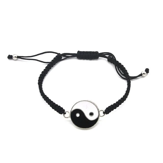 1 Set Tai Chi Couple Necklaces For Women Men Best Friends Yin Yang Paired Pendants Charms Braided Chain Couple Bracelet Necklace