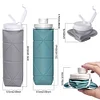 20oz Silicone Foldable Travel Water Bottles Leakproof Valve Reusable, Carton Packaging, Gym Camping Hiking Travel Sports Lightweight Durable Bottle