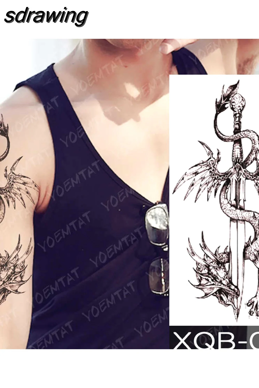 sdrawing Temporary Tattoo Sticker Geometric Tiger Wolf Death Flash Tattoos Leopard Totem Body Art Arm Fake Tatoo Women Men