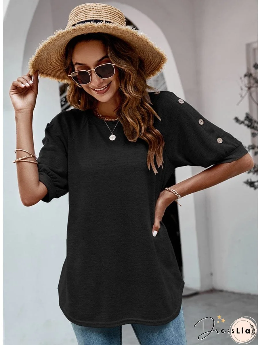 Solid Color Casual Blouse