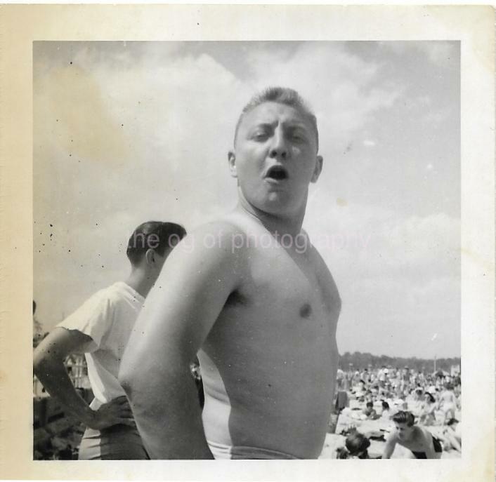 BEACH BOY Vintage FOUND Photo Poster paintingGRAPH bw ORIGINAL 1940'S Snapshot JD 19 14 F