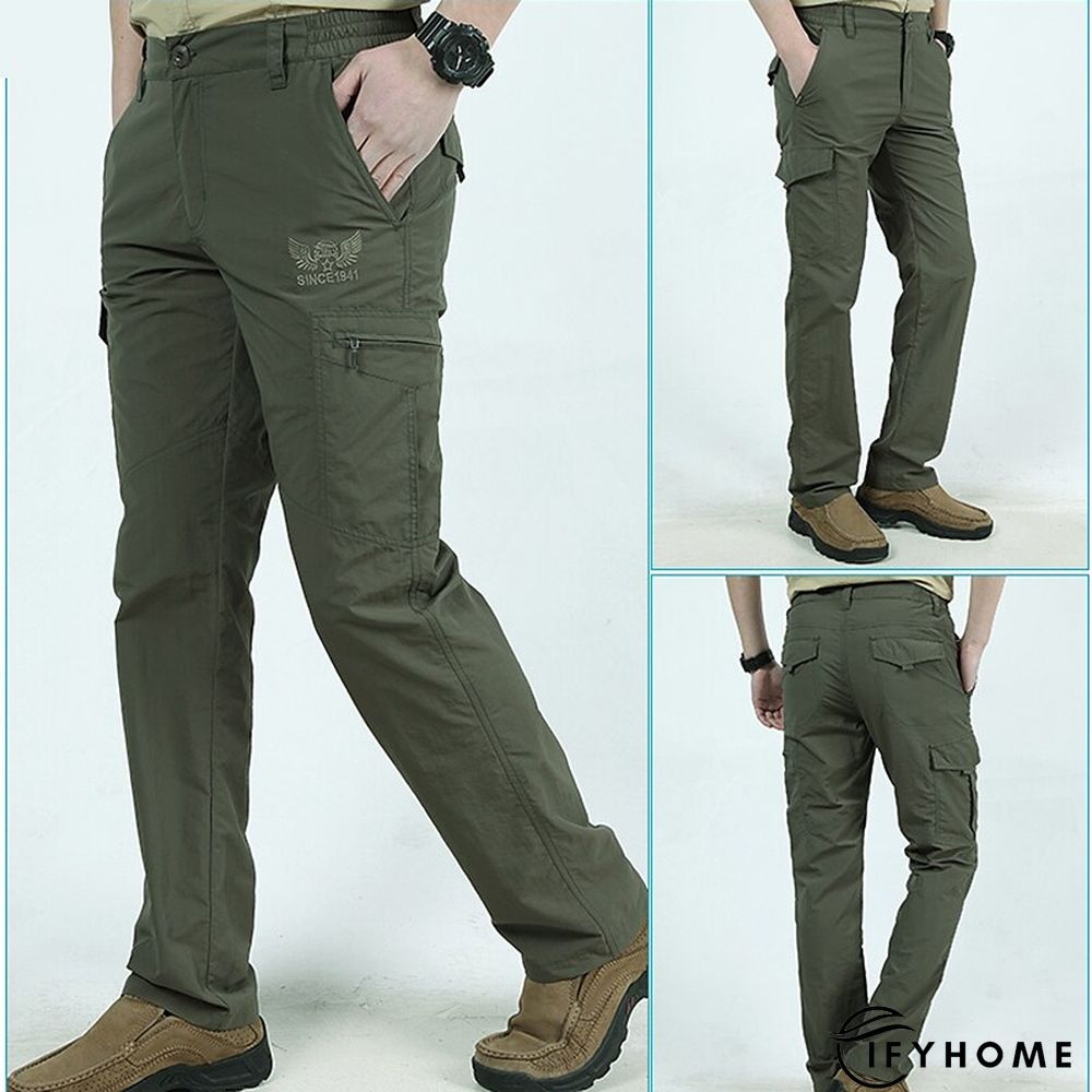 Men's Cargo Pants Hiking Pants Trousers Tactical Pants Military Summer Outdoor Ripstop Breathable Water Resistant Quick Dry Pants / Trousers Bottoms 6 Pockets Elastic Waist Black Army Green Hunting | IFYHOME