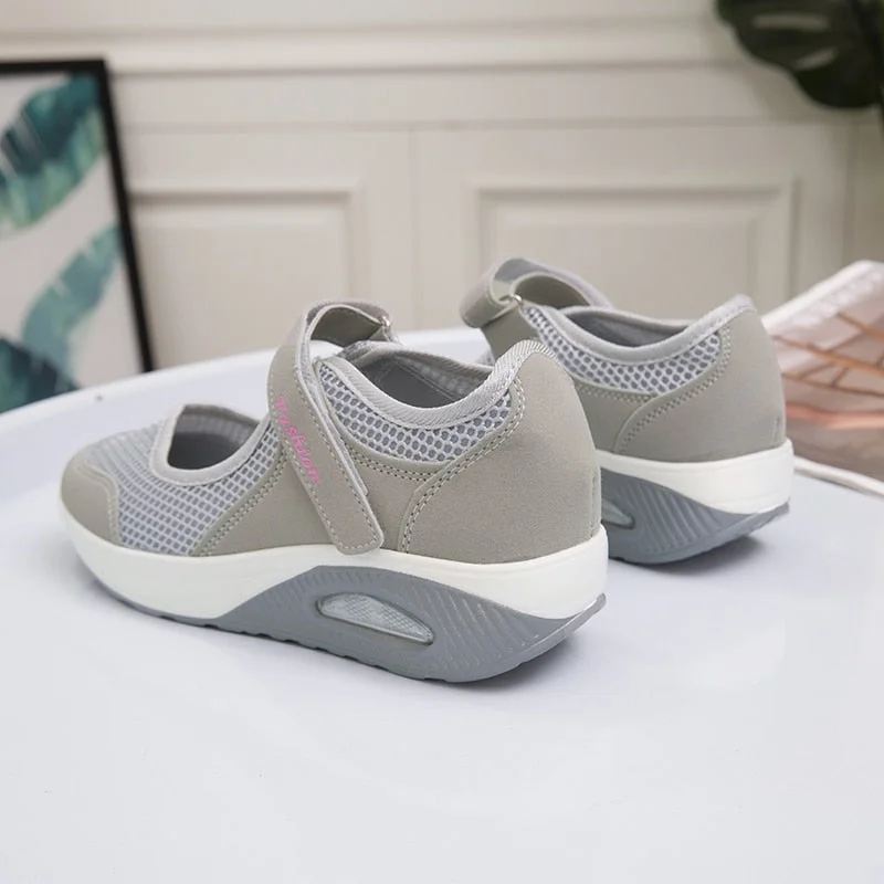 Cushion Platform Sneakers Women Breathable Mesh Spring Summer Casual Shoes Woman Plus Size 44 Ankle Strap Flats Zapato Mujer