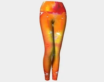 pornhint Pornhint Watercolor Fire Yoga Leggings