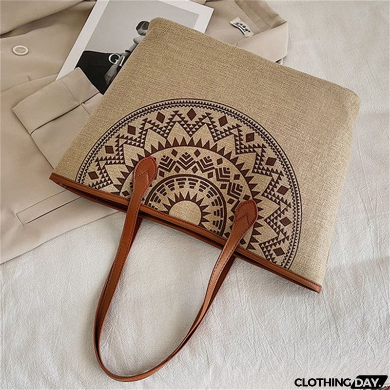 Women's Cotton Linen Printed Simple Commuting Handbags