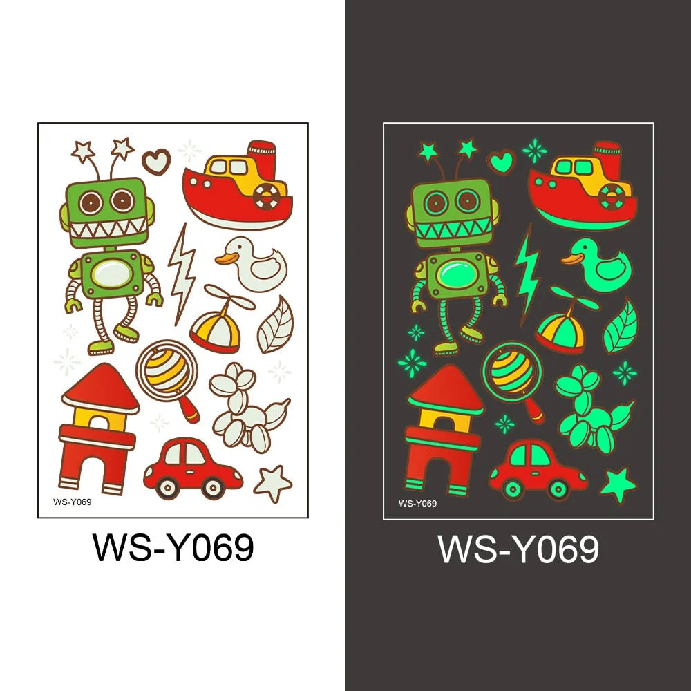 Tattoo Stickers Luminous Child Kid Temporary Fake Tattoos Glow Paste on Face Arm Leg for Children Body Art Halloween Tattoos