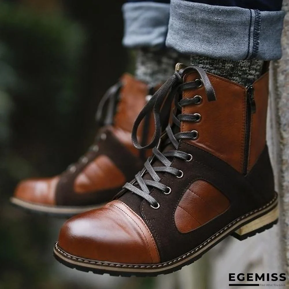 Men's Round Toe Lace Up Comfortable Martin Boots | EGEMISS