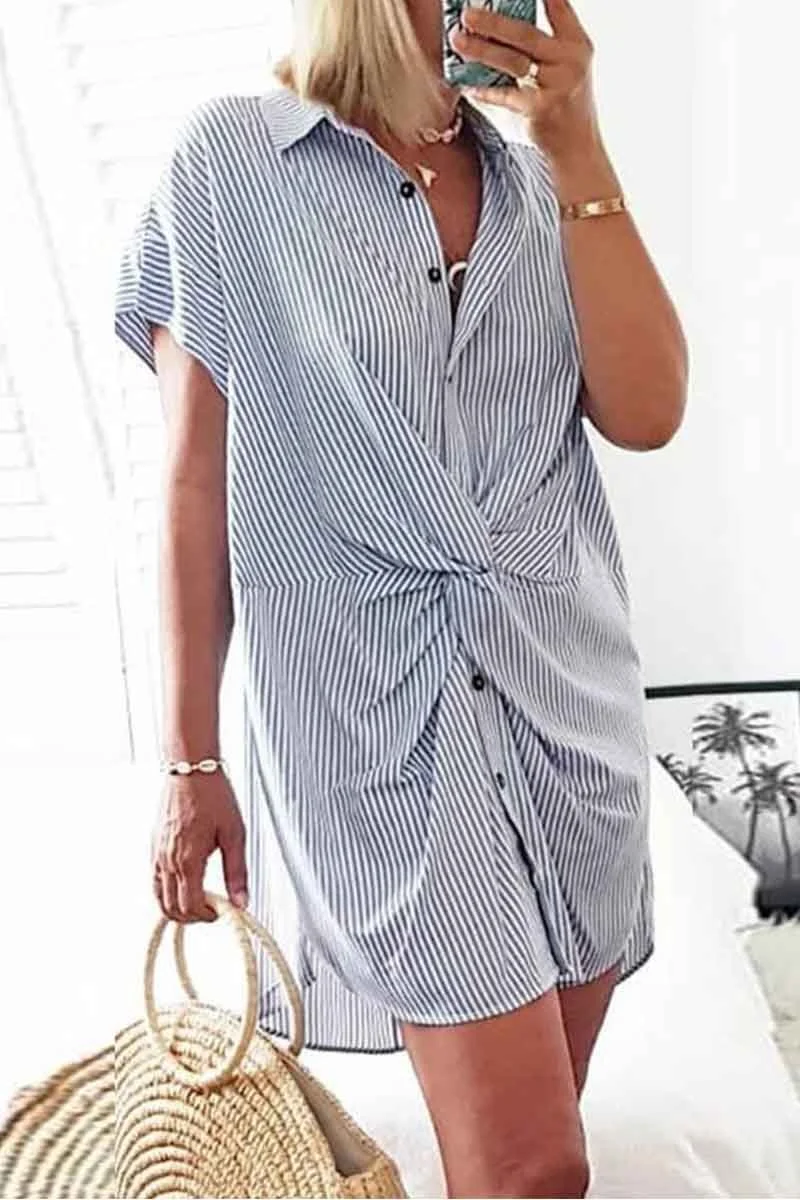 Slim Tied Striped Dress