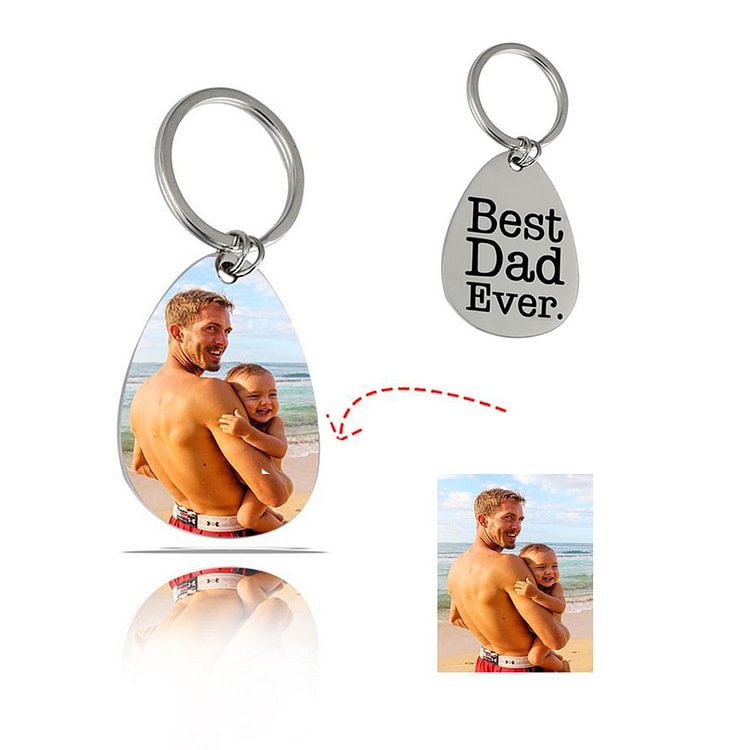 Custom Photo Tag Keychain Best Dad Ever- Father's Day Gift