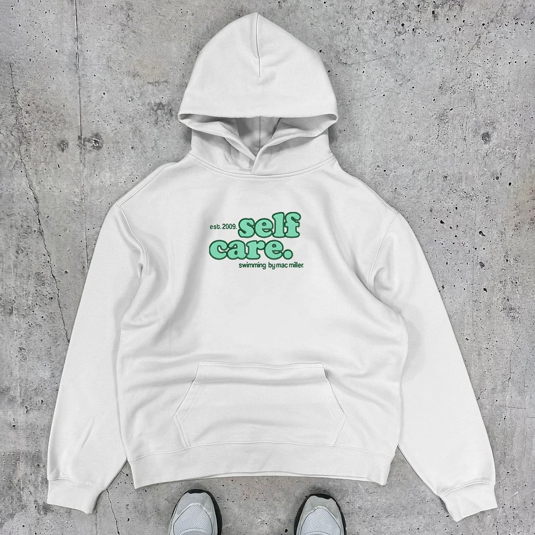 Self Care Print Long Sleeve Hoodies