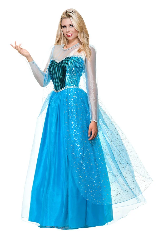 Sexy Frozen Elsa Ice Queen Halloween Costumes Blue-elleschic