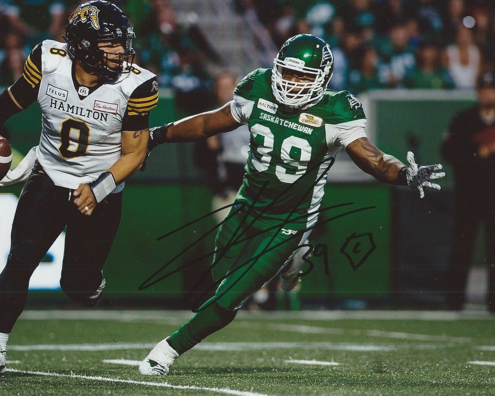 Charleston Hughes Signed 8x10 Photo Poster painting Saskatchewan Roughriders Autographed COA