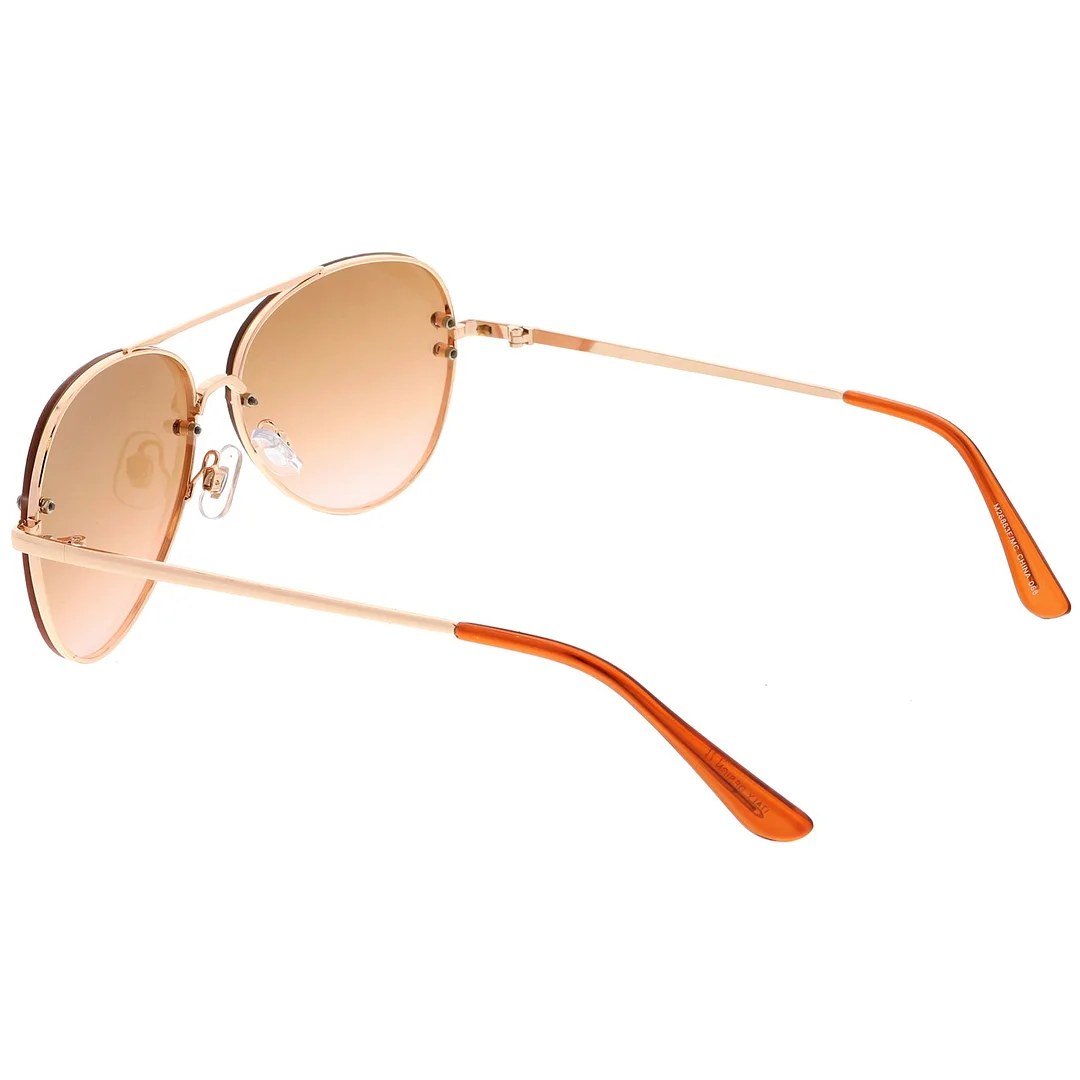 Oversize Rimless Aviator glasses Double Crossbar Gradient Lens 61mm