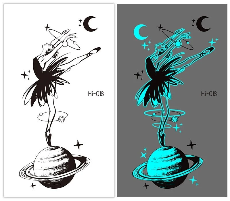 37 kinds Stylish Blue Light Luminous Tattoo Temporary Arm Body Sticker Club Party Disposable Noctilucent tatouage temporaire