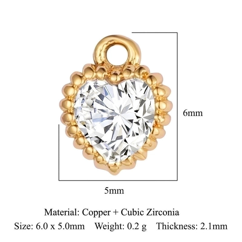 Glam Heart Shape Crown Copper Plating Inlay Zircon 18k Gold Plated Charms Jewelry Accessories