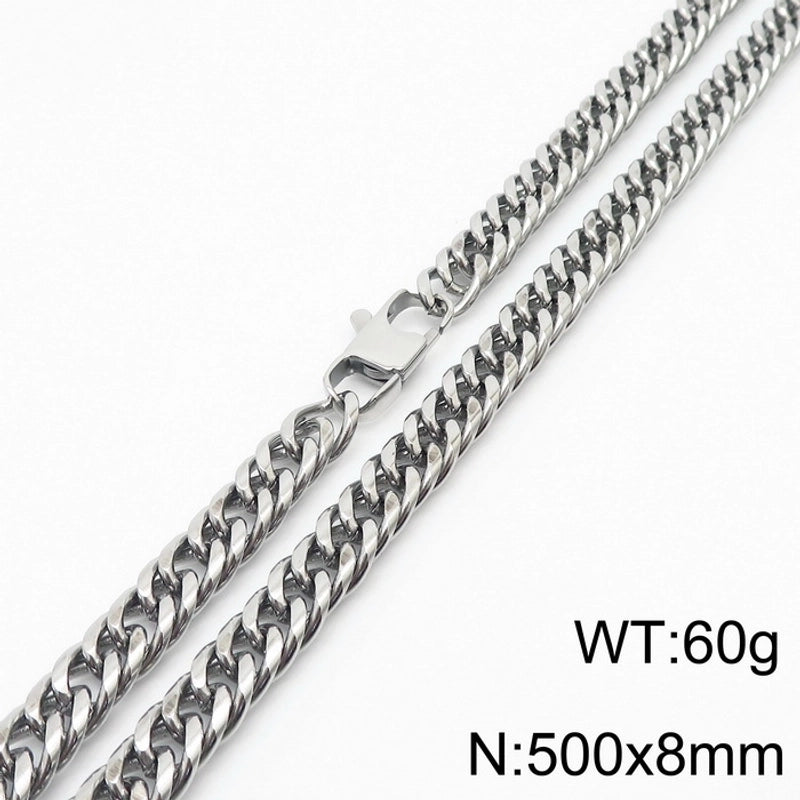 Hip-hop Retro Solid Color Titanium Steel Chain Men’s Necklace