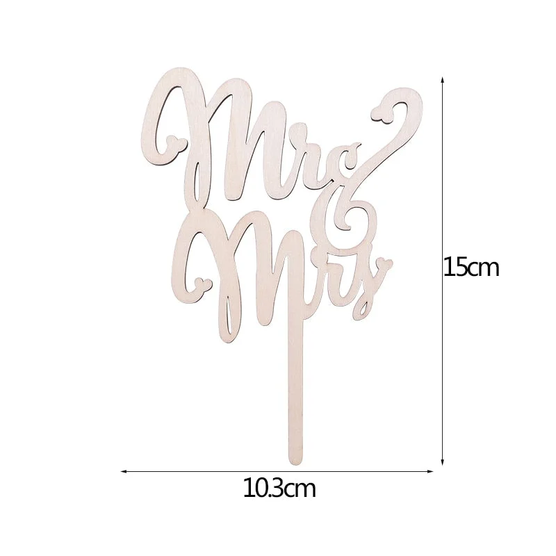 1Pcs Wedding Cake Topper Wood Mr& Mrs Just Married Decoration Bride Groom DIY Wedding Cake Decorations Engagement Party Supplies