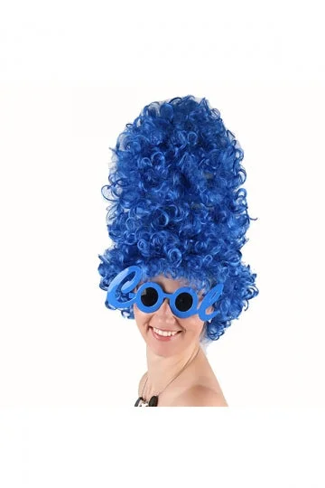 Deluxe Marge Simpson Curly Wig For Halloween Party Cosplay Blue-elleschic