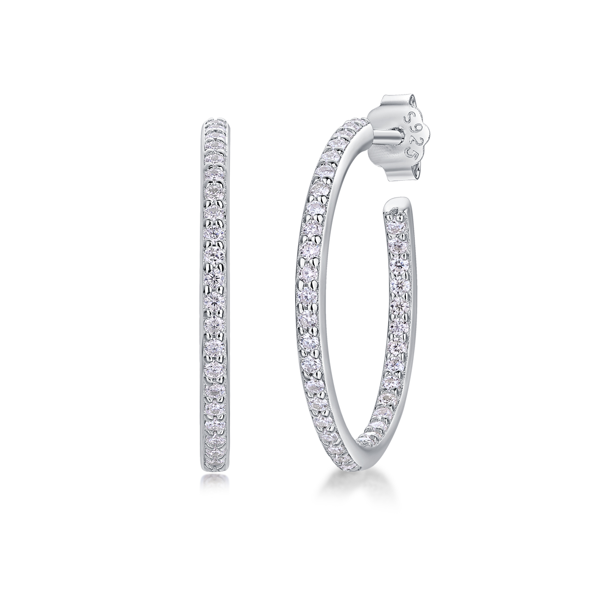 Certified 925 Silver with 18K Gold-Plated Moissanite Hoop Earrings, Sparkling Wedding Fine Jewelry Earrings for Women