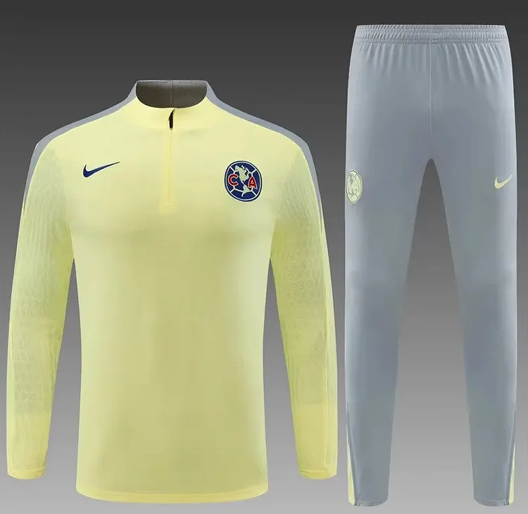 24-25 American light yellow training suit half-pull suit