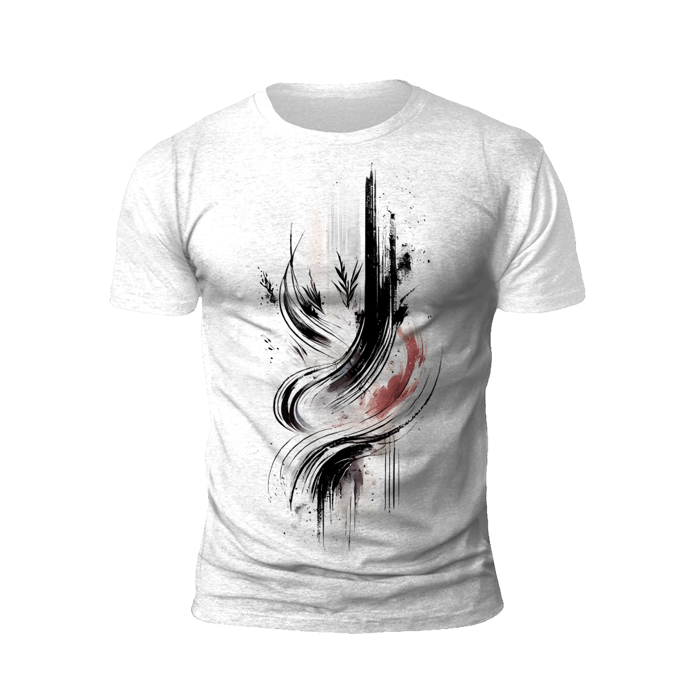 Ink Dance: Abstract Feather Design T-shirt