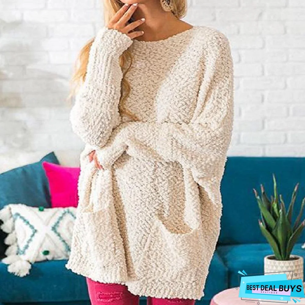 Casual Long Sleeve Pocket Sweater