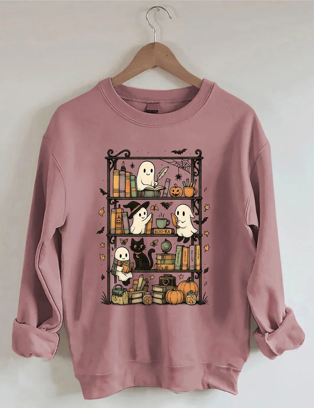 Retro Halloween Bookshelf Sweatshirt