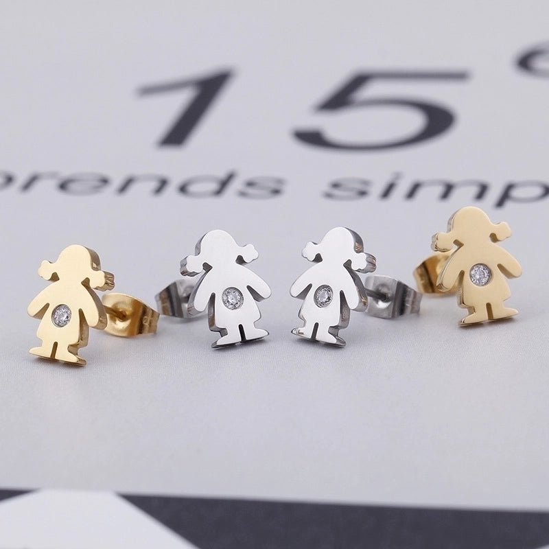 Minimalist Doll 304 Stainless Steel Earrings Ear Studs