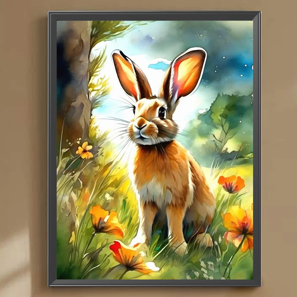Full Round Diamond Painting 30*40cm - Rabbit In The Forest