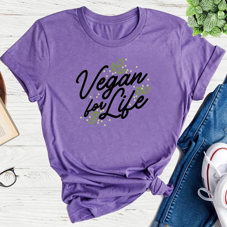 VEGAN FOR LIFE   T-Shirt Tee-04566-Annaletters