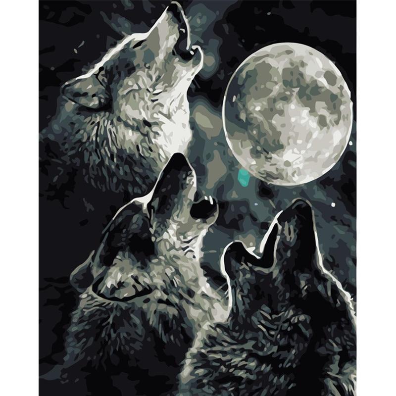 

Wolves Howling At The Moon – Paint By Numbers - 40*50CM, 501 Original