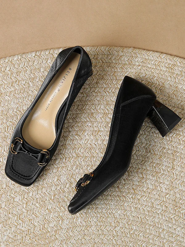 Shallow Cut Split-Joint Square-Toe Pumps