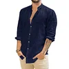 Gioiacombo&trade; Camicia casual da uomo in cotone e lino a maniche lunghe con bottoni