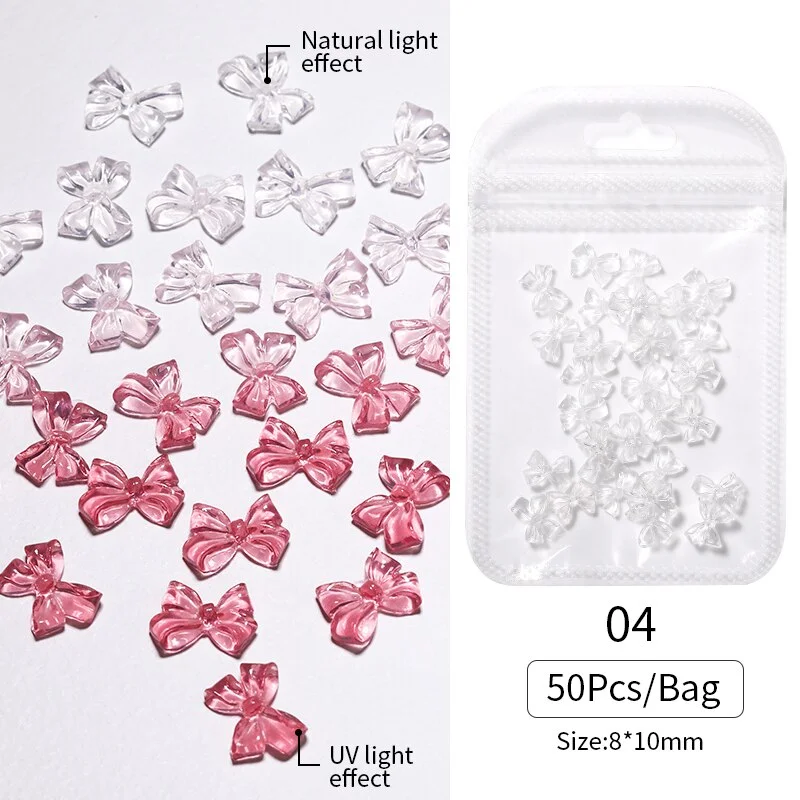48pcs Mixed Size Aurora Little Bear Nail Art Accessories Resin Kawaii Bear Stereo FlatBack 3D Fashion Fingernail DIY Decoration-Nail Inspo