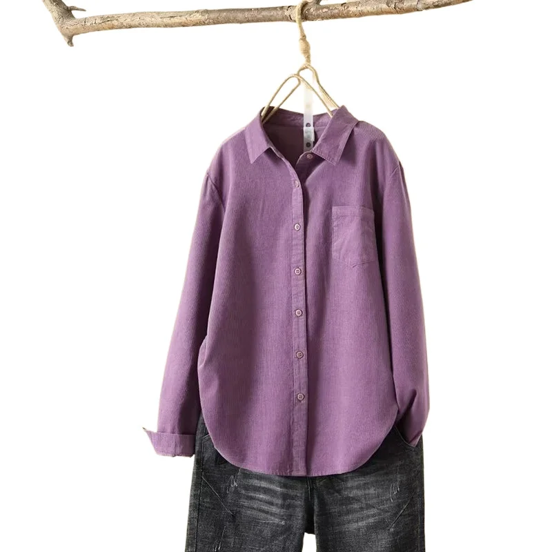 Athvotar Athvotar Women's Lint-Tuff Long-Sleeved Shirt Women's Cotton Comfortable Solid Shirt Women's Clothing In Autumn 2025