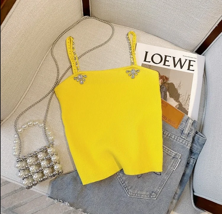 Diamonds Beaded Slim Knit Vests