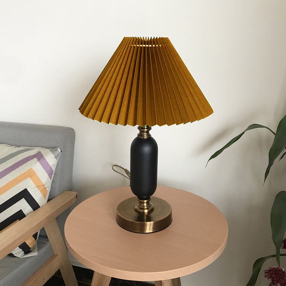 Vintage Pleated Bedside Table Lamp