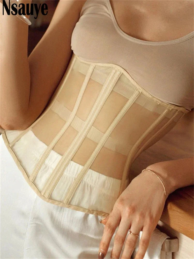 Oocharger Female Crop Top Sexy Off Shoulder See Through Summer 2024 Sleeveless Tube Y2K Corset Tops Women Party Club Tank Top