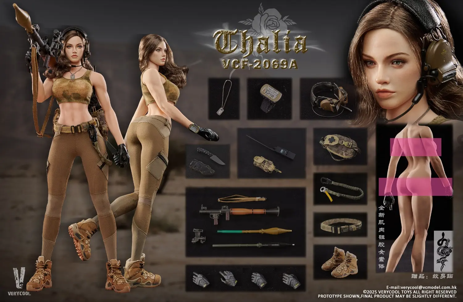 VERYCOOL - 1/6 Scale Action Figure VCF-2069A &  VCF-2069B Desert female soldier -Thalia (Licensed)  Statue(GK)-