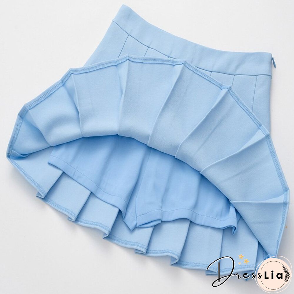 New Spring High Waist Ball Pleated Skirts Harajuku Denim Skirts Solid A-line Sailor Skirt Japanese School Uniform
