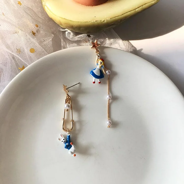 Asymmetric Alice Rabbit Earrings